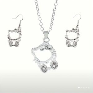 3pcs(One Necklace + One Pair of Earrings) Hello Kitty Pendant Jewelry Set NWOT